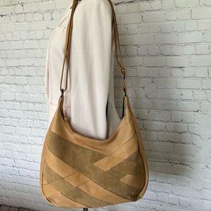 DAY & MOOD Sandy Hobo Large Leather Suede Camel Handbag--NWT